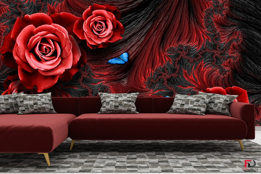 3D Beautiful Rose Flower Design Wallpaper