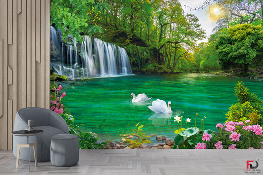 Nature's Majestic Pair: A Swan Fountain's Timeless Elegance
