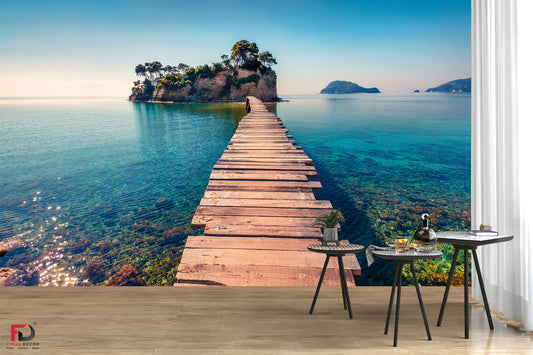 Nature's Elegance: A Wooden Dock's Invitation to Beach