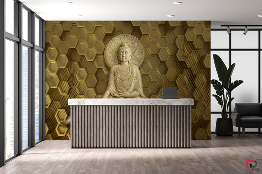 Beautiful Design Lord Buddha Relief Wallpaper