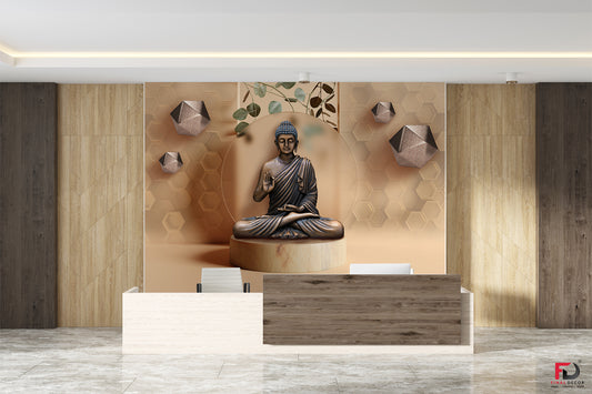 Brown Buddha Decorative Pattern Wallpaper