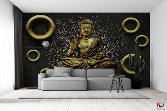 Copper Finish Look Gautam Buddha Wallpaper