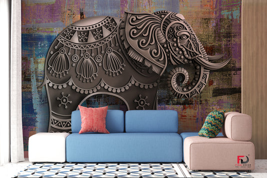 3D Beautiful Abstract Grey Elephant Wallpaper