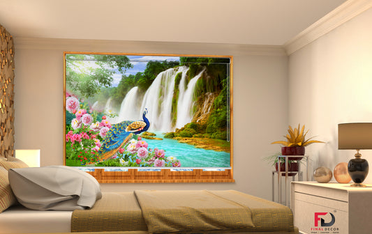 Waterfall with Front Peacock Stand Roller Blinds