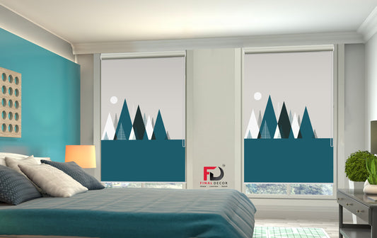 Colorful Mountains with Behind Moon Roller Blinds