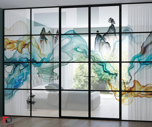 Waves Design Glass Film for Bedroom