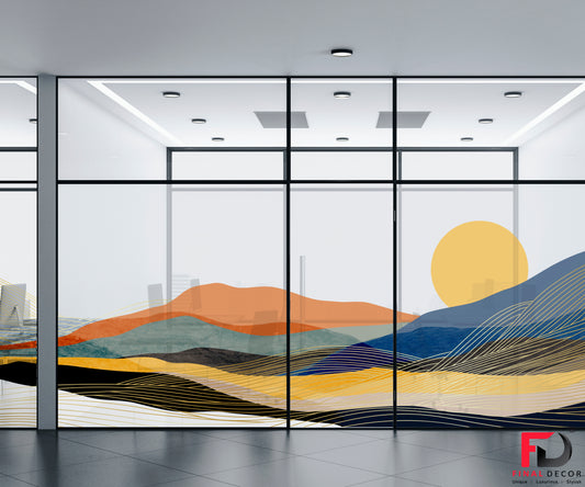 Beautiful Sunset Design Glass Film for Office
