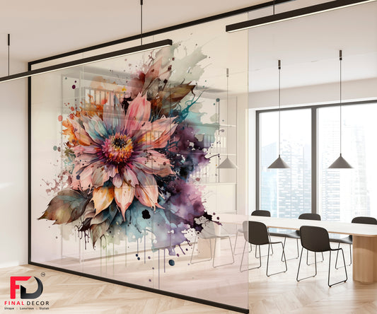Floral Design Glass Film for Office