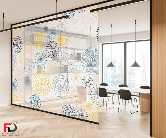 Round Pattern Colorful Design Office Ultra Clear Glass Film