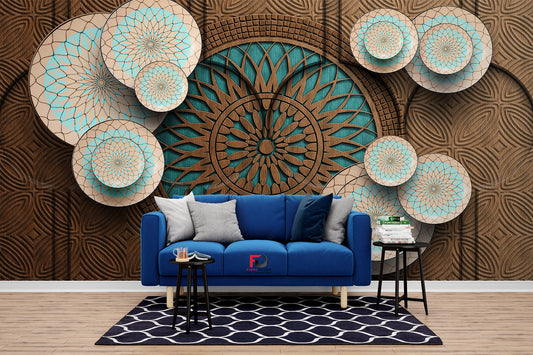 3D Circular Block Wallpaper