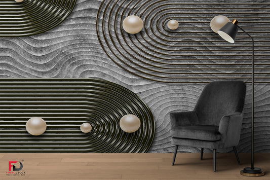 3D Modern Texture with Circular Design Wallpaper